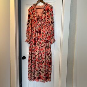 Floral V-Neck Maxi Dress - Size L